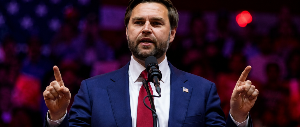 JD Vance habla durante un evento de campaña como figura emergente del movimiento MAGA en Estados Unidos