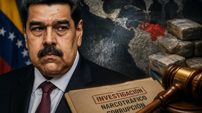 Nicolás Maduro en imagen editorial sobre narcotráfico y tensión política regional