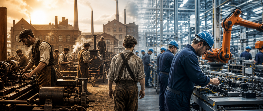 legado del liberalismo para los trabajadores en industria desde revolución industrial hasta fábrica moderna