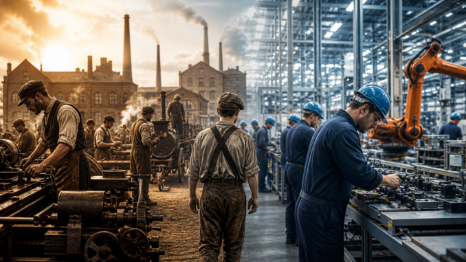 legado del liberalismo para los trabajadores en industria desde revolución industrial hasta fábrica moderna