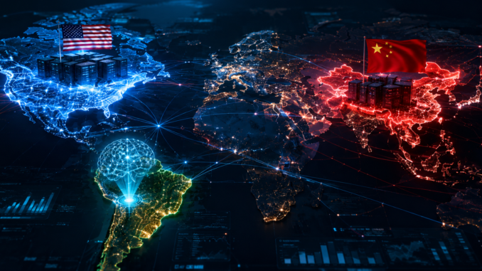 Mapa global de inteligencia artificial con Estados Unidos, China y América Latina en la nueva carrera tecnológica