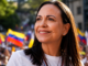 María Corina Machado durante acto político opositor en Venezuela