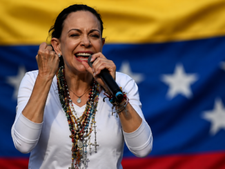 María Corina Machado durante un acto político en Venezuela, en medio del debate sobre una posible negociación entre la oposición y el chavismo. Foto: Javier Soriano/AFP.