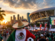 Fanáticos mexicanos frente a un estadio durante ambiente mundialista rumbo al Mundial 2026