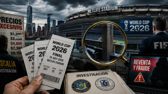 Investigación en Estados Unidos por entradas del Mundial 2026 tras denuncias sobre precios excesivos y posibles fraudes vinculados a la FIFA. Imagen IA con fines ilustrativos.