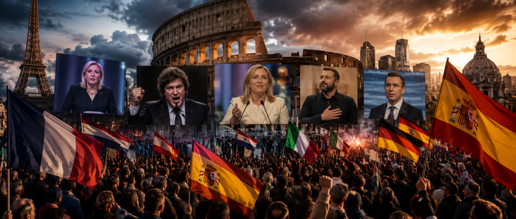 Ola derechista global durante manifestaciones políticas y avance de líderes conservadores en Europa y América Latina