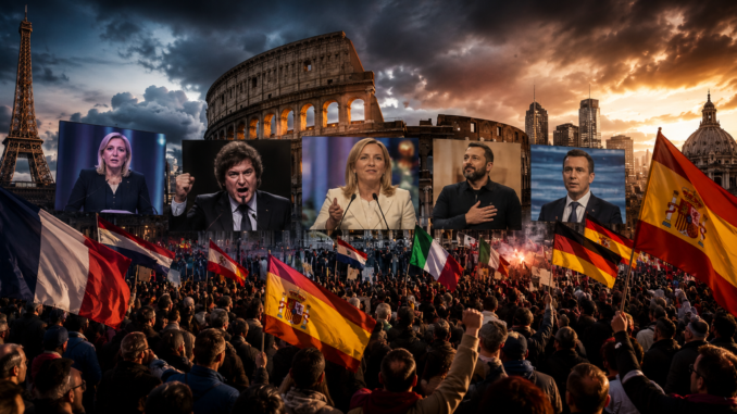 Ola derechista global durante manifestaciones políticas y avance de líderes conservadores en Europa y América Latina