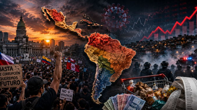 La postpandemia en América Latina aceleró inseguridad, inflación, polarización y crisis política regional. Imagen IA con fines ilustrativos.