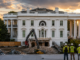 Obras de remodelación en una sección de la Casa Blanca durante la nueva administración de Donald Trump