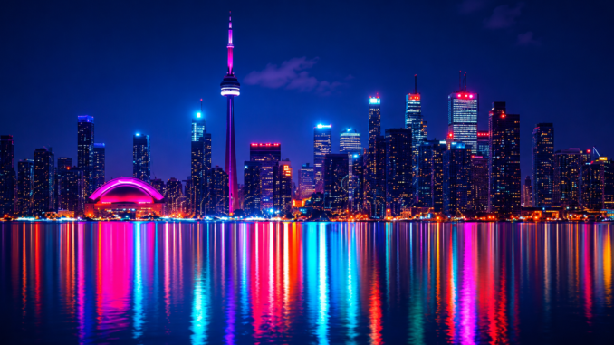 Vista nocturna del skyline de Toronto rumbo al Mundial 2026 en Canadá | Impacto Noticias CR
