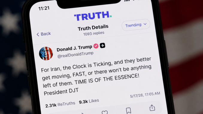 Publicación de Donald Trump en Truth Social sobre Irán y tensión nuclear
