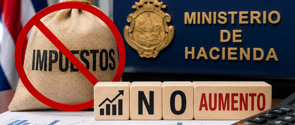 Representación gráfica sobre la decisión del Gobierno de Costa Rica de descartar un aumento de impuestos y fortalecer la recaudación fiscal.