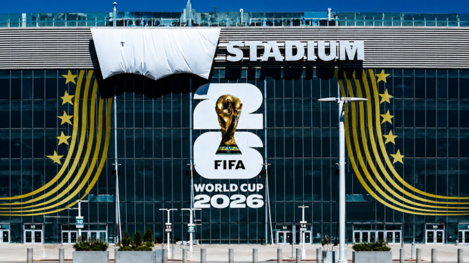 Estadio sede del Mundial 2026 con su identidad comercial cubierta temporalmente por las normas de patrocinio de la FIFA.