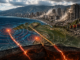 Ilustración del doblete sísmico en Venezuela mostrando dos epicentros frente a la costa norte, fallas tectónicas activas y daños ocasionados por los terremotos.