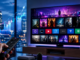 Pantalla de streaming en un televisor inteligente como representación de la compra de Roku por parte de FOX en una operación multimillonaria.