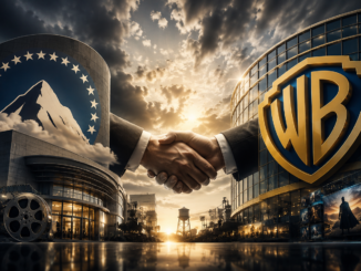 Representación conceptual de la fusión entre Paramount y Warner Bros. Discovery, una operación que enfrenta revisión regulatoria en el Reino Unido.