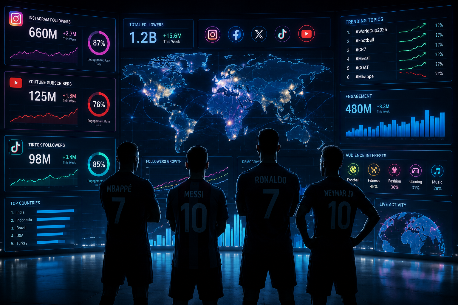 Futbolistas con más seguidores en redes sociales en 2026