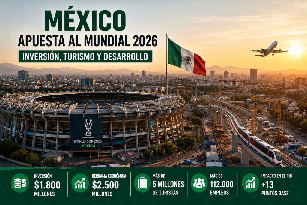 La inversión de México para el Mundial 2026 supera los $1.800 millones y busca impulsar turismo, empleo e infraestructura.