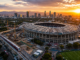 Vista aérea del Estadio Azteca y obras de infraestructura vinculadas a la inversión de México para el Mundial 2026.