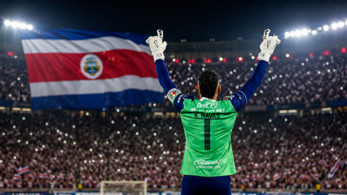 Keylor Navas celebra ante miles de aficionados en una imagen relacionada con la propuesta para declararlo Ciudadano Distinguido de Costa Rica.