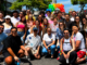 Militantes y simpatizantes del Partido Acción Ciudadana (PAC) participan en la Marcha del Orgullo 2026 en San José, Costa Rica.