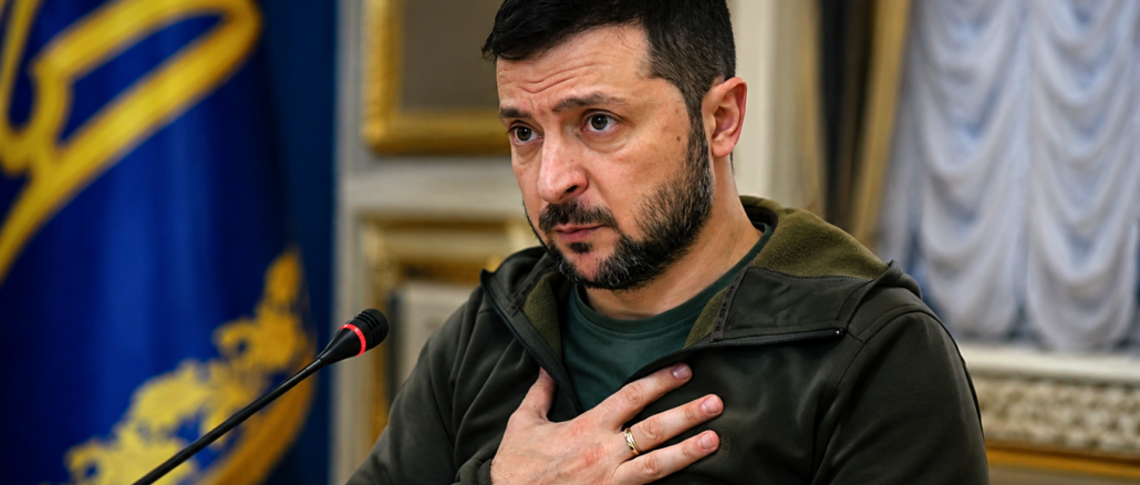 Volodímir Zelenski durante una reunión oficial en medio de la crisis diplomática entre Polonia y Ucrania.
