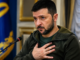 Volodímir Zelenski durante una reunión oficial en medio de la crisis diplomática entre Polonia y Ucrania.