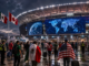 Aficionados ingresan a un estadio del Mundial 2026 bajo medidas de seguridad en Estados Unidos, en una imagen relacionada con los riesgos geopolíticos del torneo.