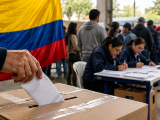 Ciudadano deposita su voto durante la segunda vuelta presidencial en Colombia en una jornada marcada por el debate sobre la transparencia electoral.