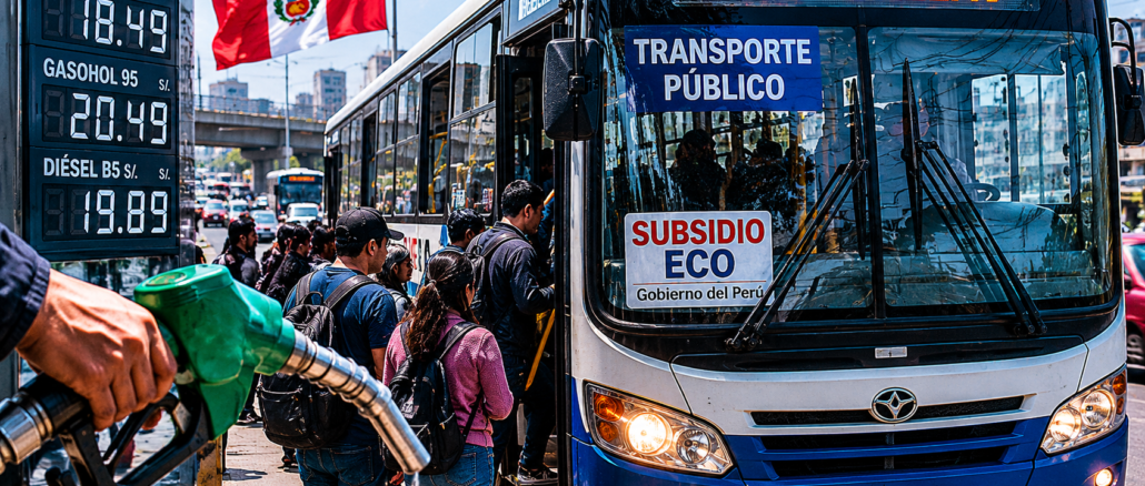 Autobús de transporte público en Lima durante la aplicación del subsidio aprobado por el Gobierno peruano para enfrentar el alza de combustibles.