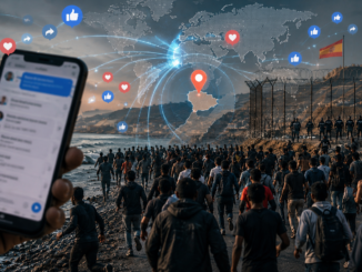 Crisis en Ceuta redes sociales: Representación digital de la movilización migratoria coordinada por aplicaciones móviles.