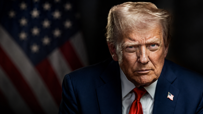 Retrato de Donald Trump durante una comparecencia pública mientras impulsa la Ley SAVE America para reforzar las reglas electorales en Estados Unidos.
