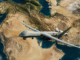 Drones militares Estados Unidos sobre un mapa de Oriente Medio, ilustración utilizada para explicar su papel estratégico en la guerra moderna.