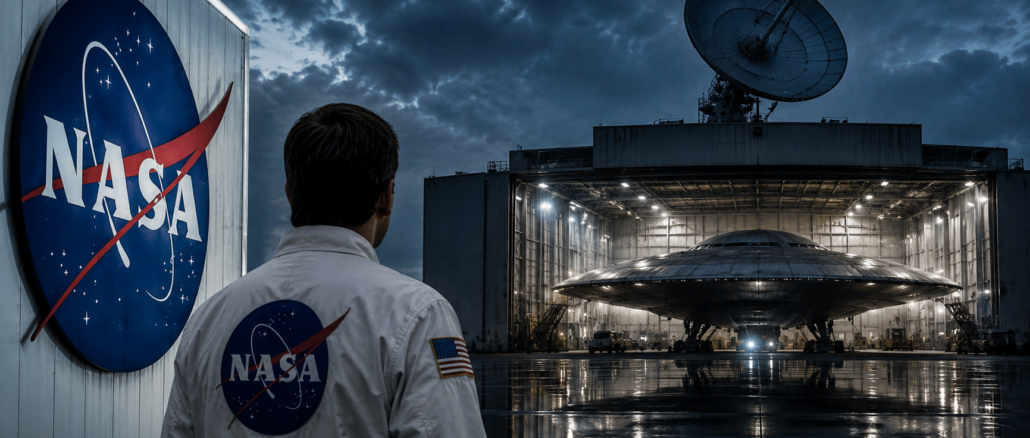 NASA naves extraterrestres: ilustración conceptual generada con inteligencia artificial para un fact check sobre la supuesta posesión de tecnología extraterrestre.