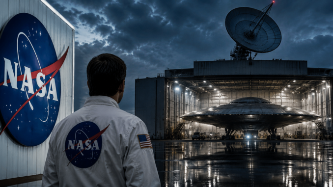 NASA naves extraterrestres: ilustración conceptual generada con inteligencia artificial para un fact check sobre la supuesta posesión de tecnología extraterrestre.