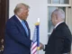 Donald Trump y Benjamín Netanyahu en la Casa Blanca analizando el Netanyahu arresto EE. UU. y la CPI.