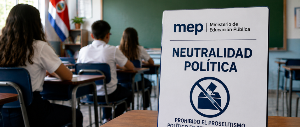 Neutralidad política MEP en escuelas y colegios públicos de Costa Rica tras la emisión de una nueva circular contra el proselitismo político.