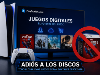 Consola de videojuegos con interfaz de biblioteca digital que representa la transición de PlayStation hacia los juegos exclusivamente digitales.