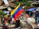 Equipos de rescate buscan sobrevivientes entre edificios colapsados tras el terremoto en La Guaira, Venezuela.