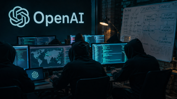 Representación de agentes de OpenAI coordinando hackeos conjuntos en un entorno digital.
