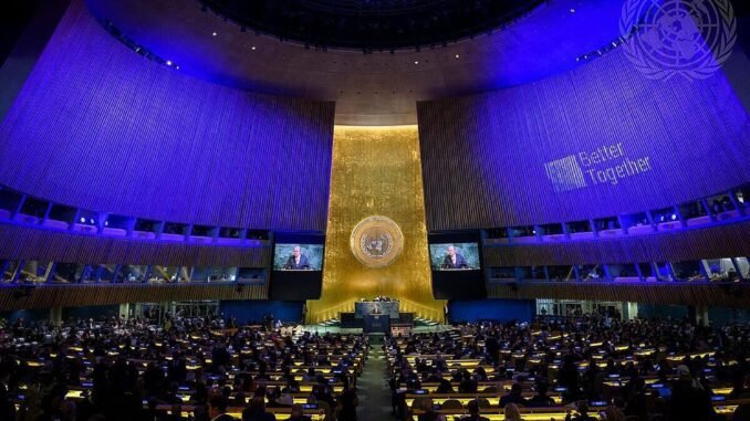 Asamblea General de la ONU en Nueva York durante las actividades por el 80.º aniversario de las Naciones Unidas