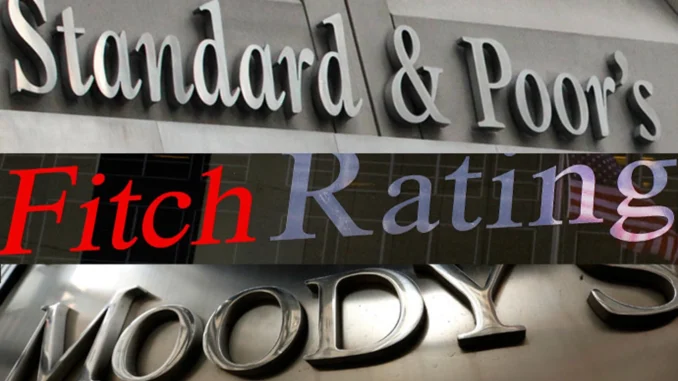 Calificación de riesgo Costa Rica: Logos de S&P Global, Fitch Ratings y Moody's