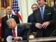 Donald Trump durante el anuncio de inversiones surcoreanas en Estados Unidos