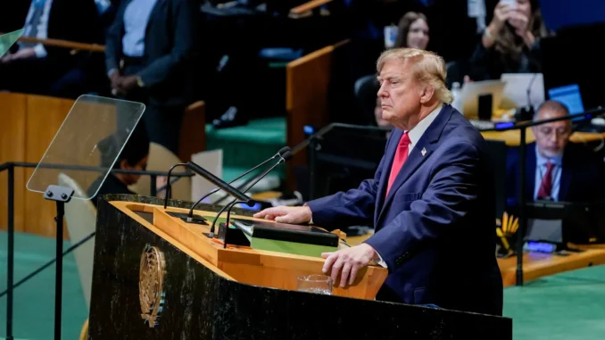 Donald Trump durante una declaración sobre Irán, Groenlandia y la seguridad internacional