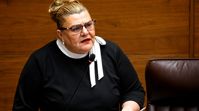 Kattia Calvo durante una intervención sobre el Frente Amplio y la oposición