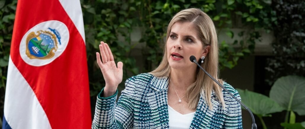 Laura Fernández y Manuel Tovar durante el debate sobre la representación de Costa Rica