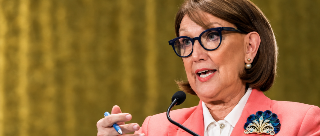 Rebeca Grynspan durante su candidatura a la Secretaría General de la ONU