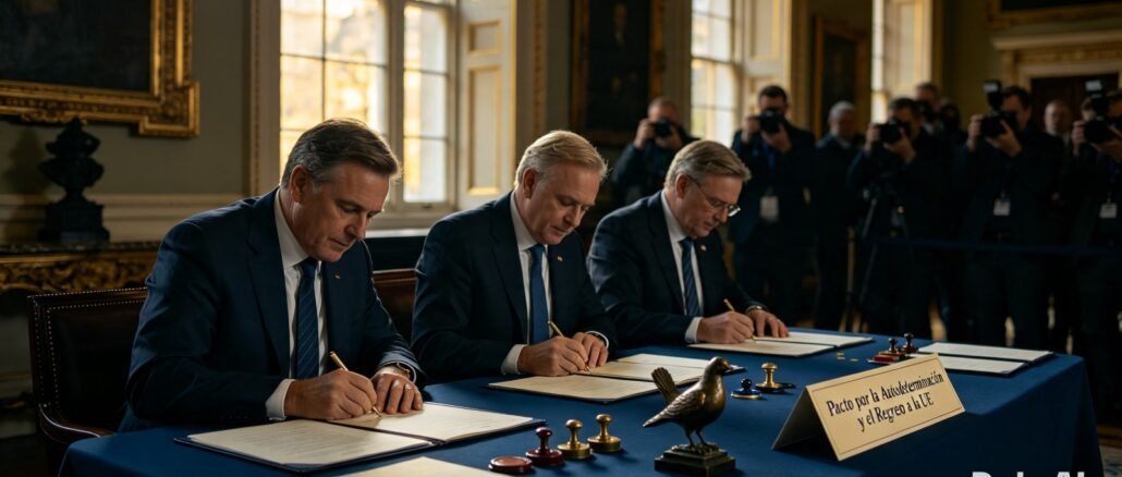 Líderes de Escocia, Gales e Irlanda del Norte durante el pacto de Cardiff por la autodeterminación