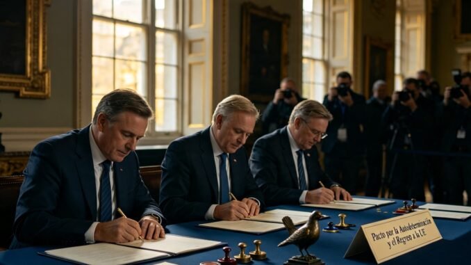 Líderes de Escocia, Gales e Irlanda del Norte durante el pacto de Cardiff por la autodeterminación