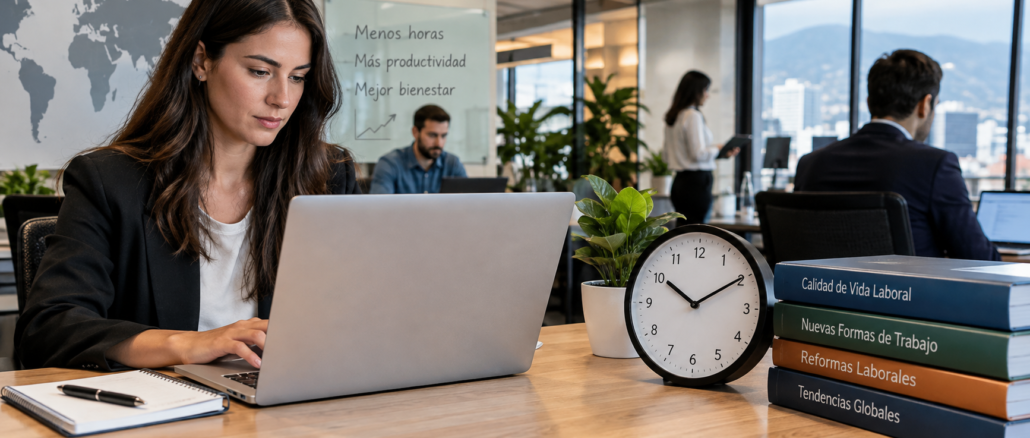 Imagen ilustrativa generada con inteligencia artificial sobre la reducción de la jornada laboral